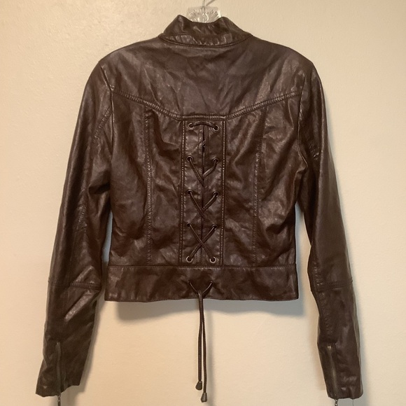therapy Jackets & Blazers - Therapy Women’s street wear motto bikercore small festival faux leather jacket